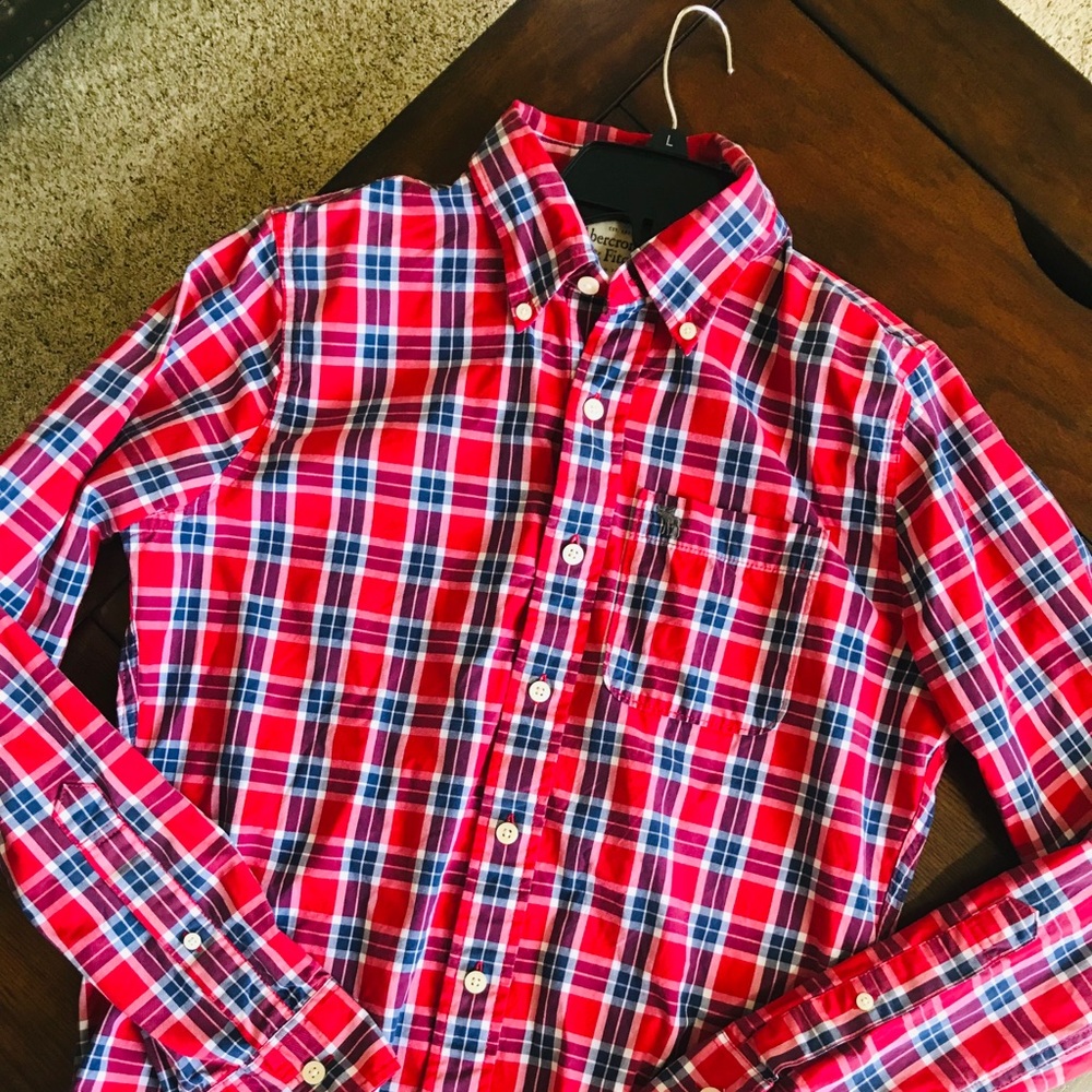 Abercrombie Muscle Red Christmas Plaid Shirt